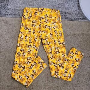 LULAROE MICKEY MOUSE YELLOW LEGGINGS ONE SIZE‎